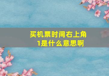 买机票时间右上角 1是什么意思啊